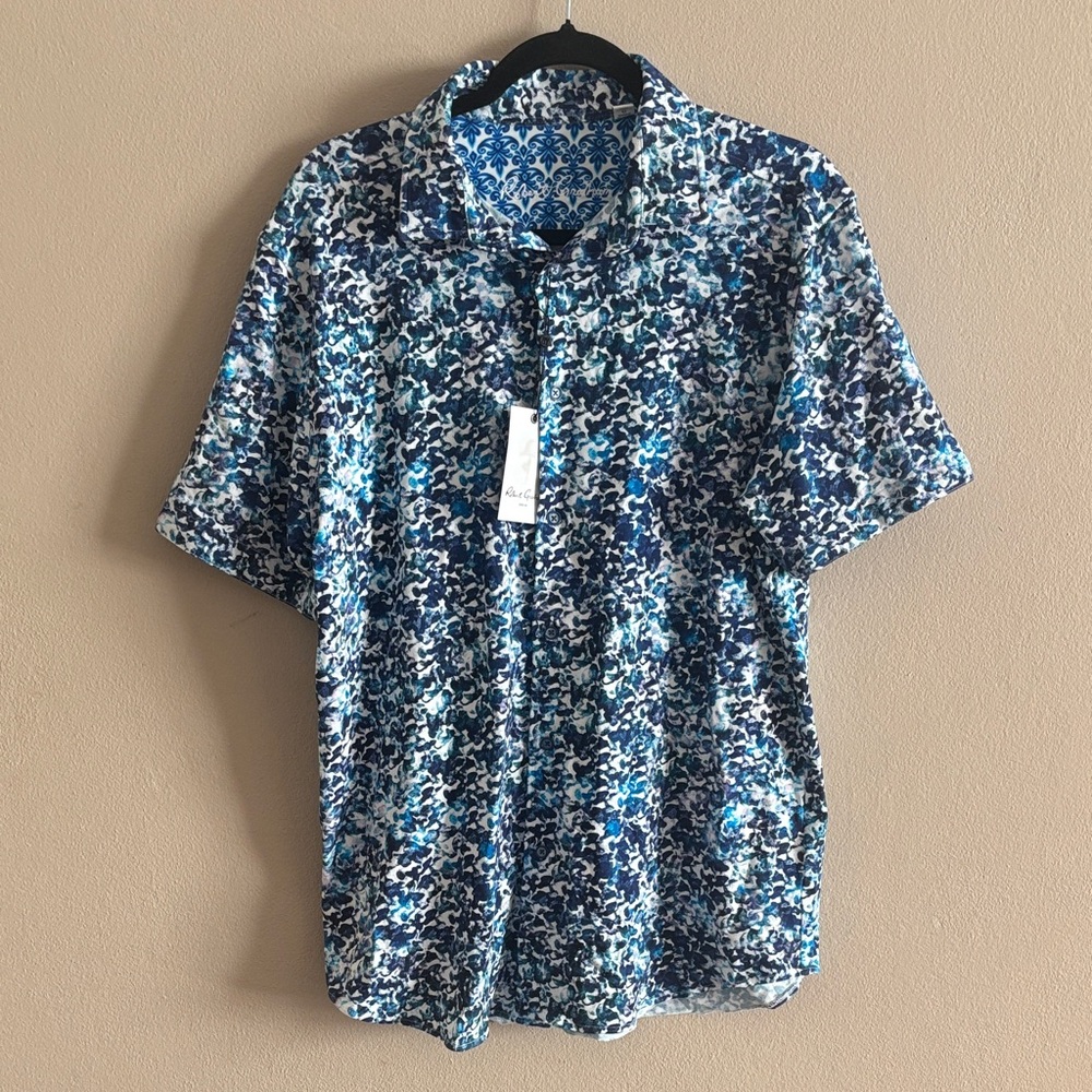 Robert Graham Classic Fit Abstract Print Stretch Cotton Short Sleeve Soft Shirt